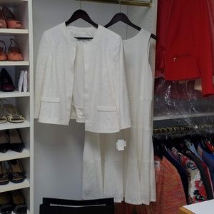 Kasper White/Cream Eyelet Dress & Jacket